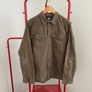 Roots Utility Button up Long Sleeve Shirt - Olive - Medium